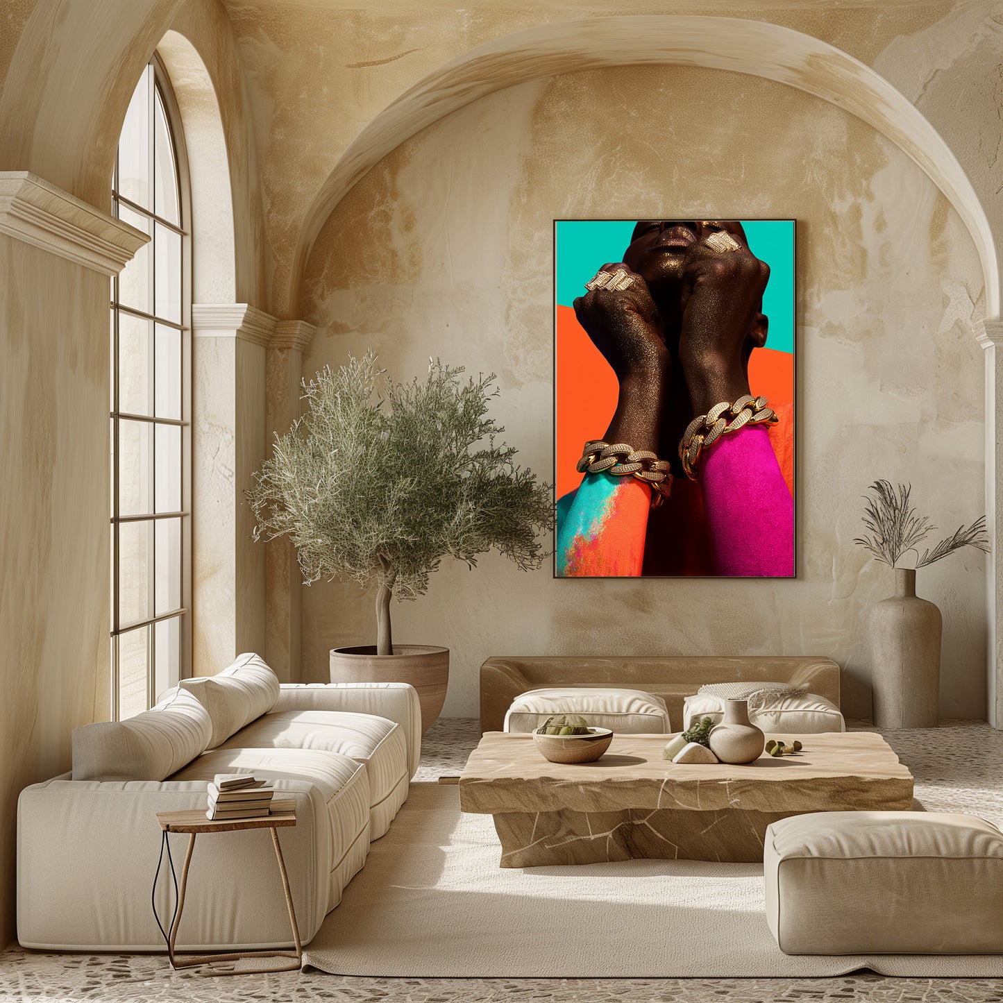 PAINTING OF A WOMAN WITH JEWELRY