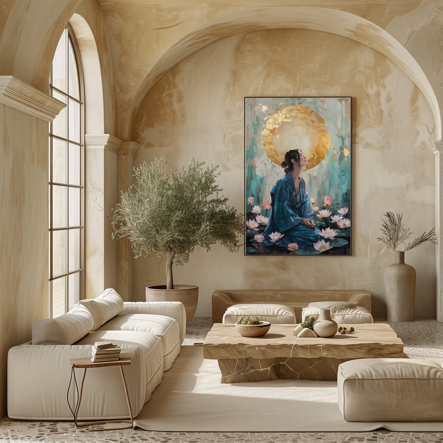 PINTURA DE LOTO DORADO