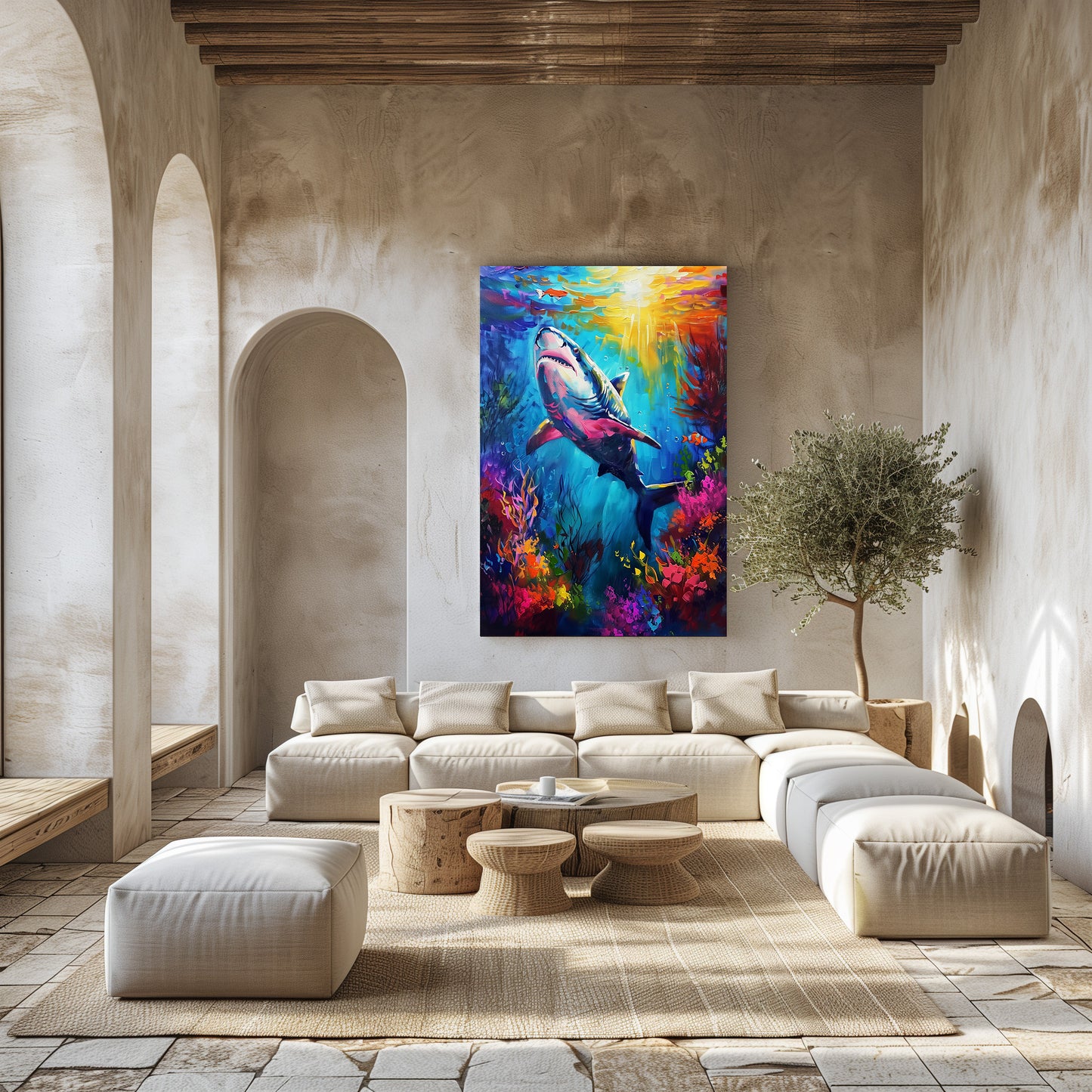 TABLEAU REQUIN COLORÉ
