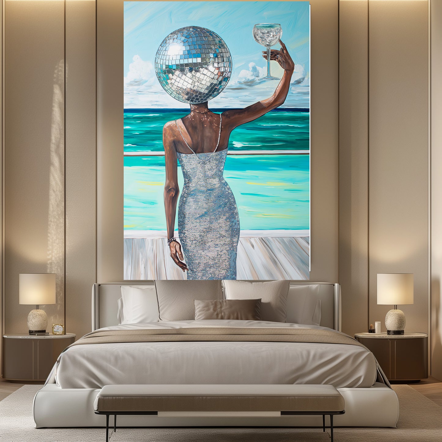 TABLEAU FEMME TÊTE DISCO