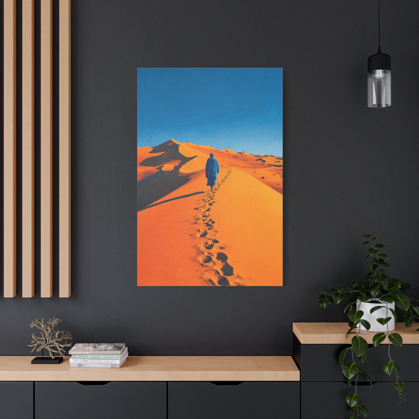 TABLEAU HOMME BLEU DÉSERT