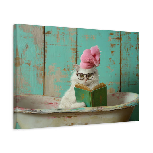 TABLEAU CHAT BLANC BAIGNOIRE