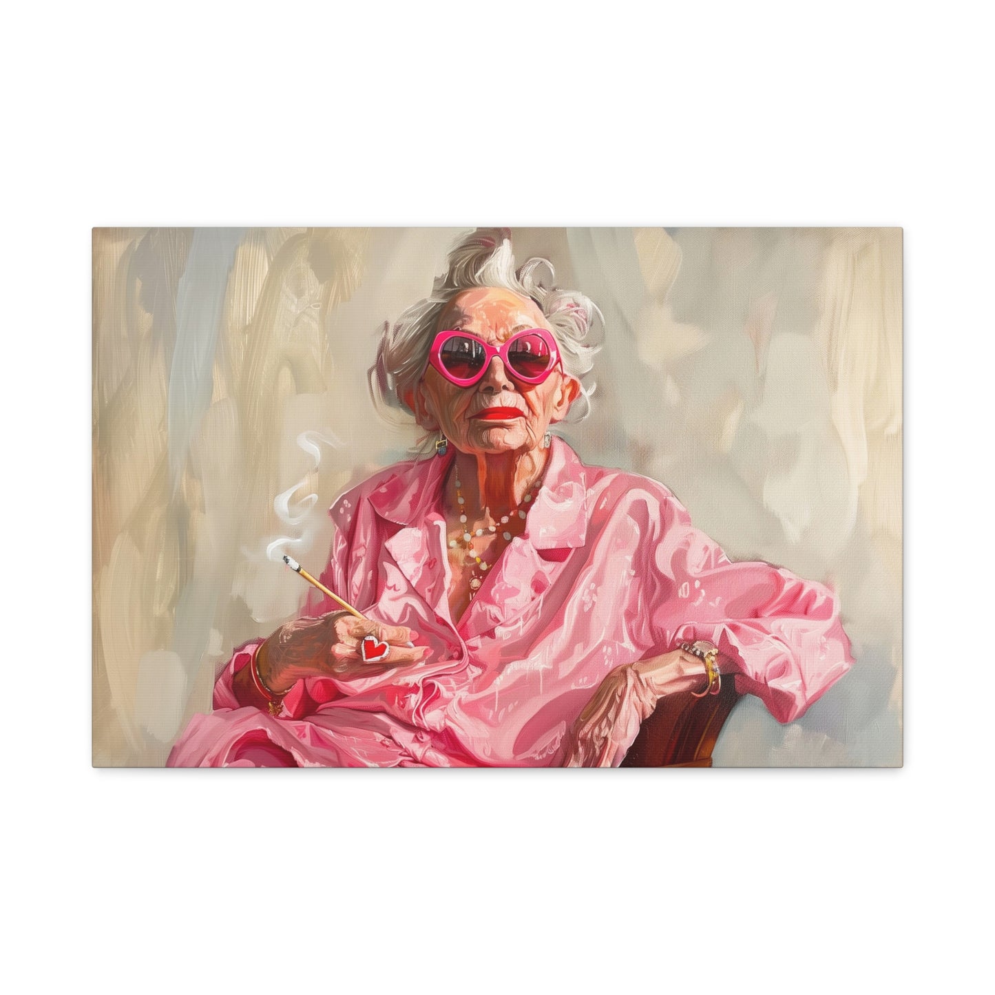 TABLEAU VIEILLE DAME CIGARETTE