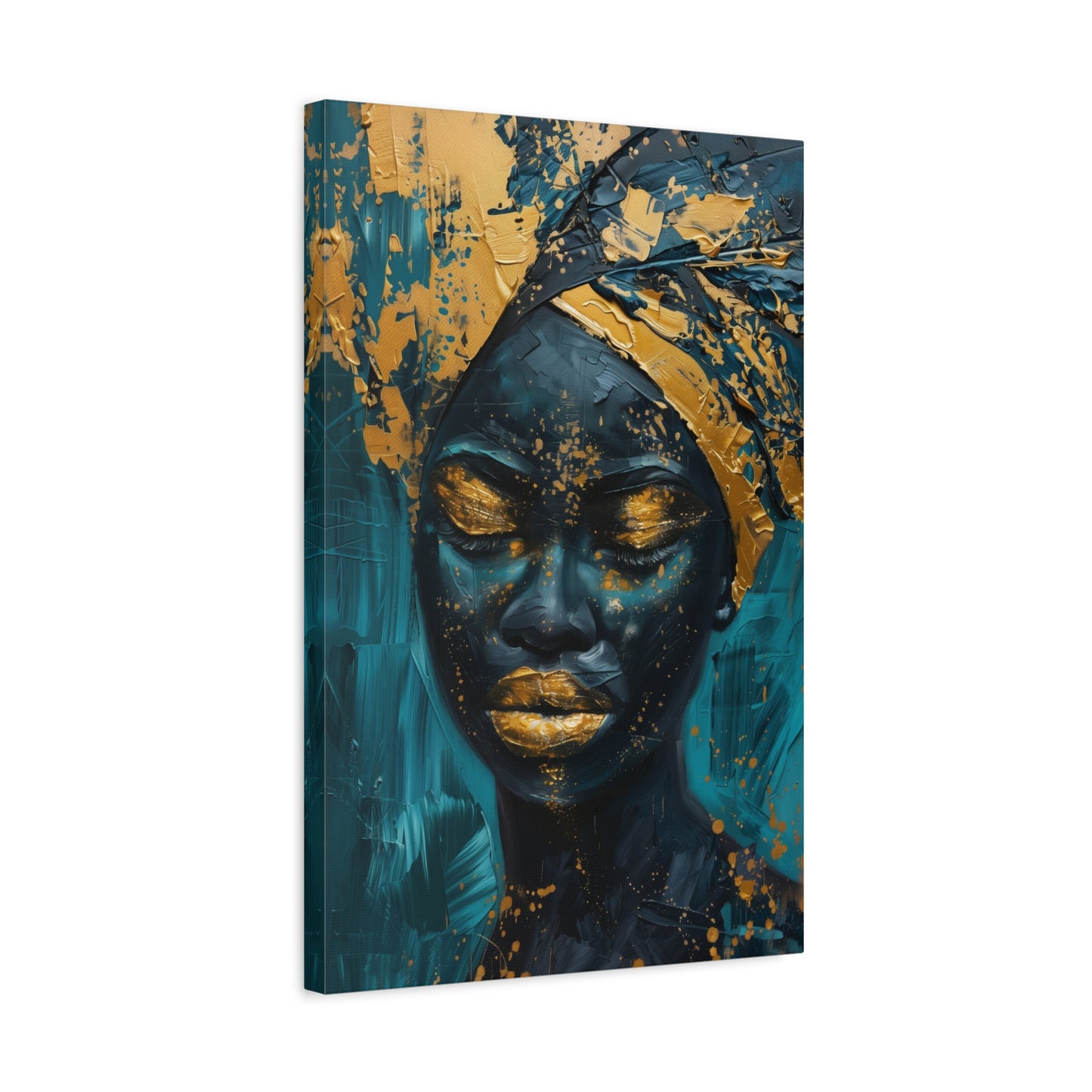TABLEAU AFRICAINE DORÉE & BLEUE