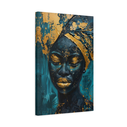 TABLEAU AFRICAINE DORÉE & BLEUE