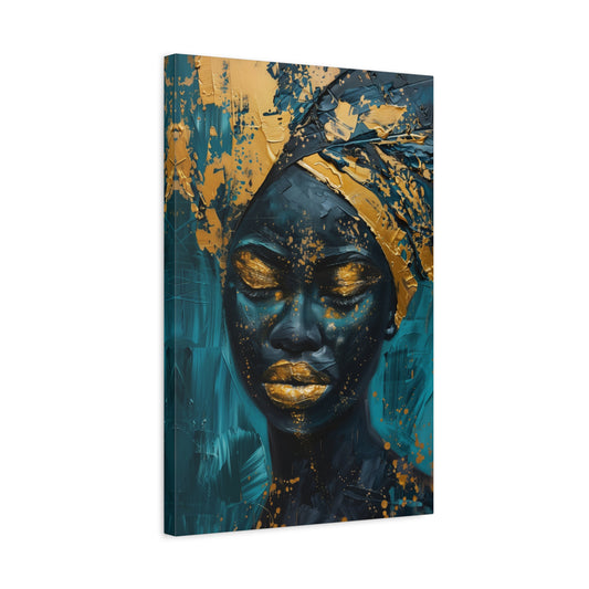 TABLEAU AFRICAINE DORÉE & BLEUE
