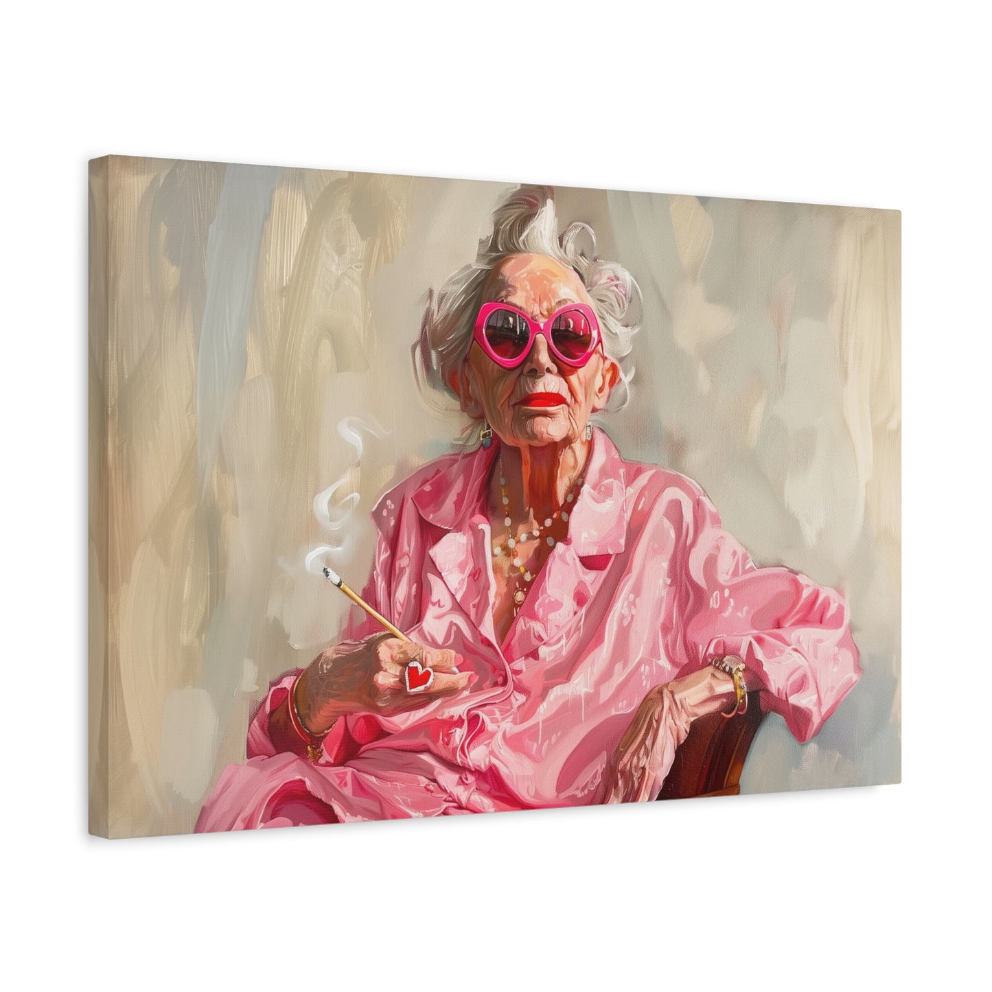 TABLEAU VIEILLE DAME CIGARETTE