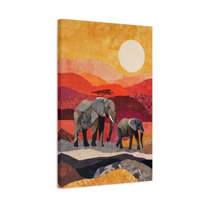 TABLEAU ÉLÉPHANTS SUNSET