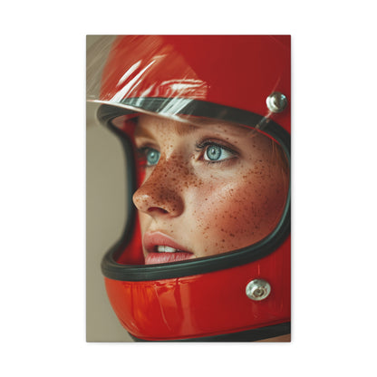 TABLEAU FEMME CASQUE ROUGE