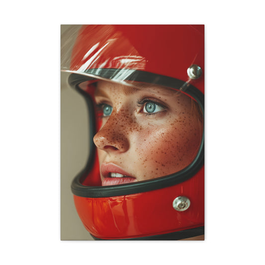 TABLEAU FEMME CASQUE ROUGE
