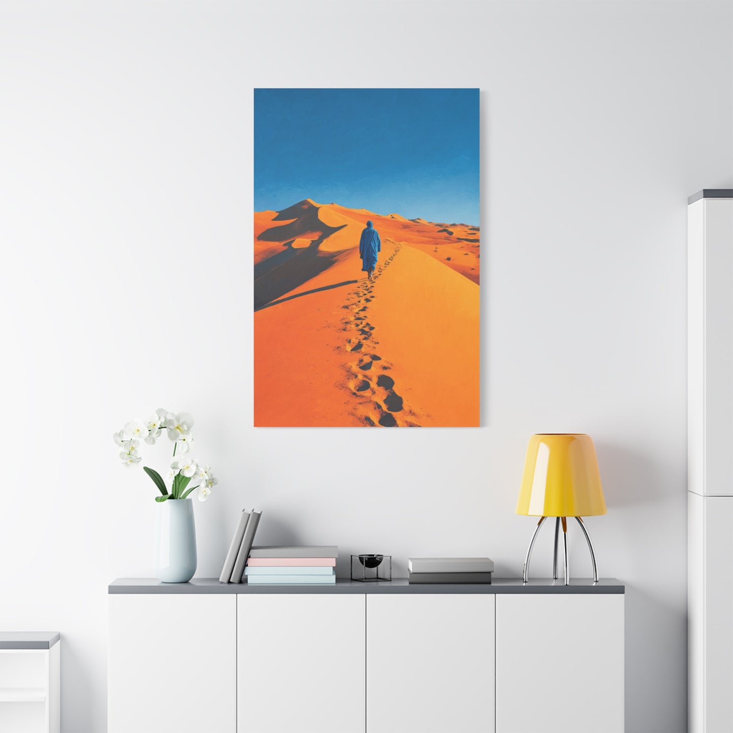 TABLEAU HOMME BLEU DÉSERT
