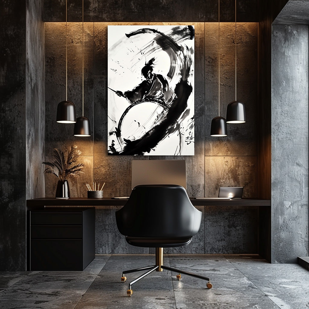 TABLEAU SAMURAÏ AQUARELLE