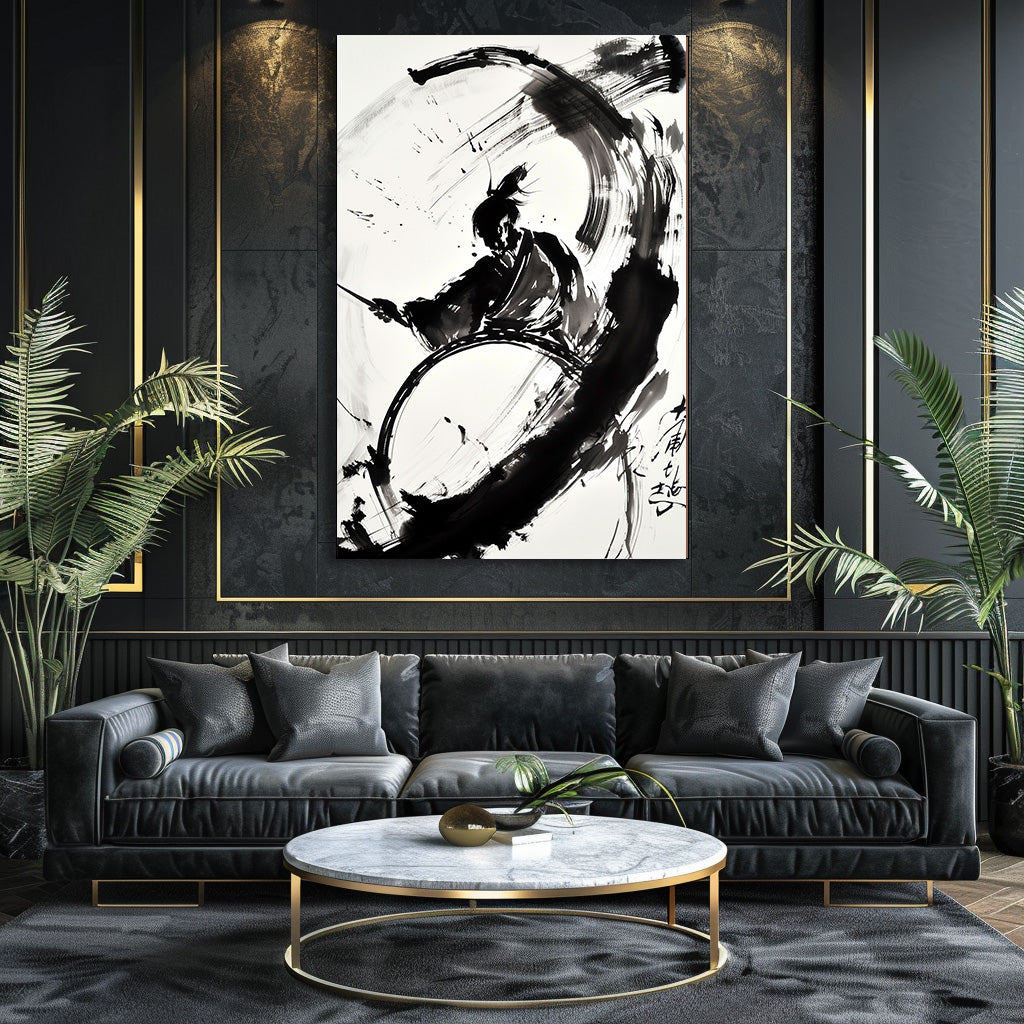 TABLEAU SAMURAÏ AQUARELLE