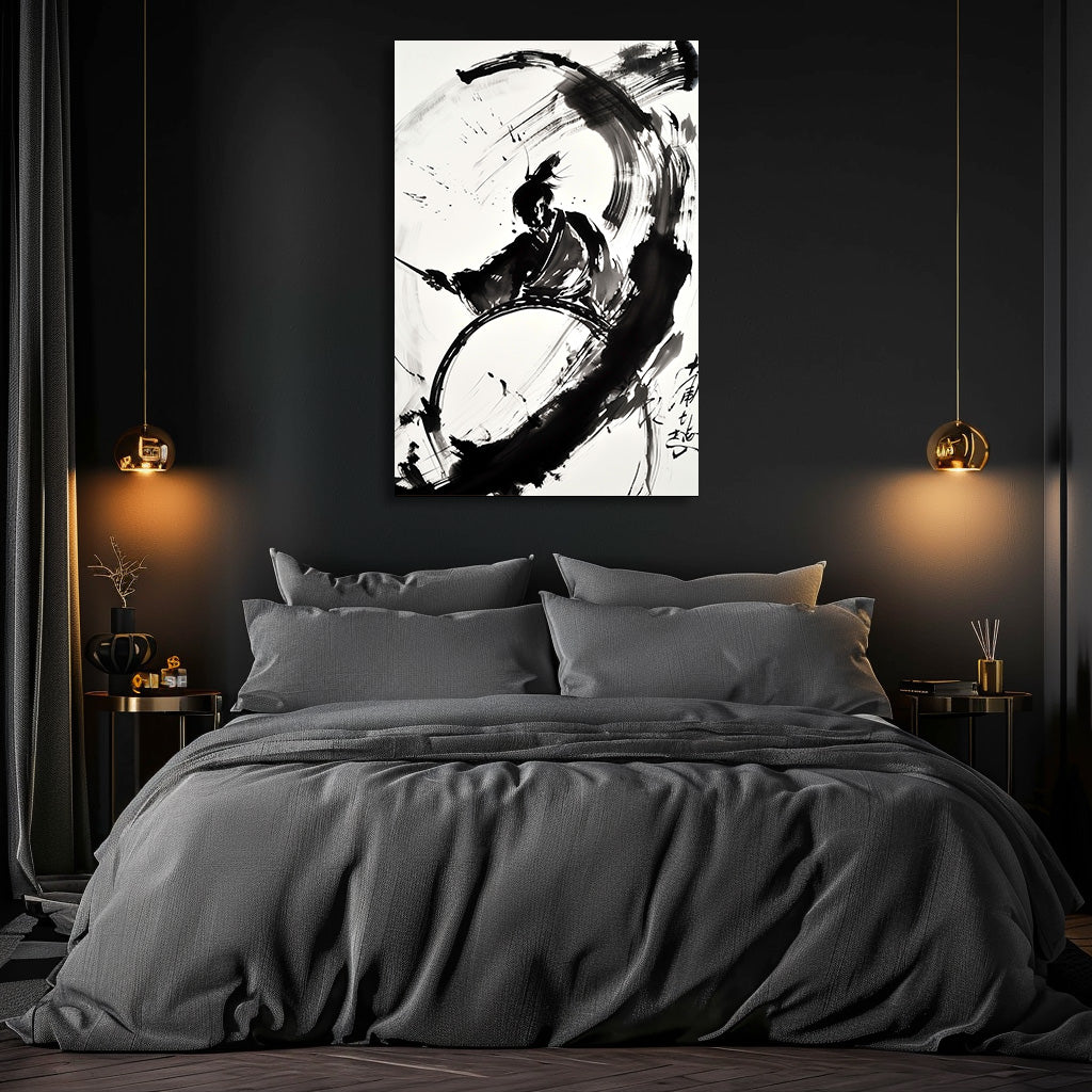 TABLEAU SAMURAÏ AQUARELLE