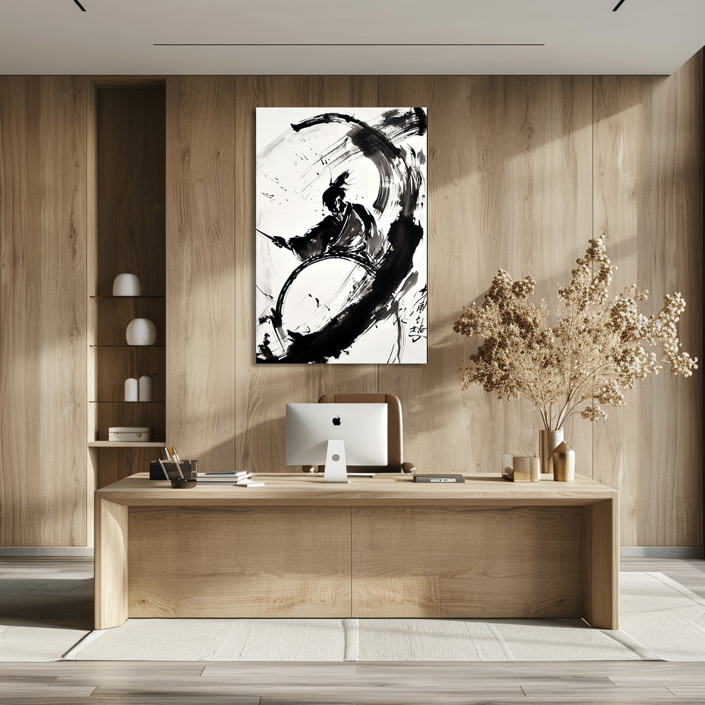 TABLEAU SAMURAÏ AQUARELLE