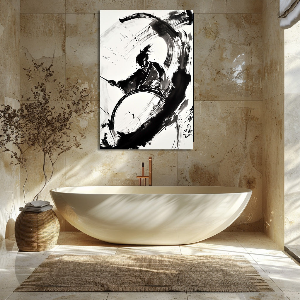 TABLEAU SAMURAÏ AQUARELLE