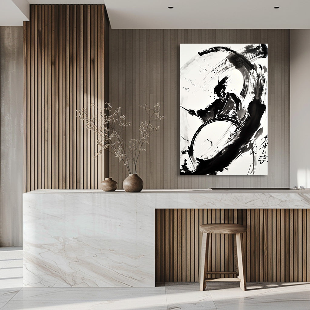 TABLEAU SAMURAÏ AQUARELLE