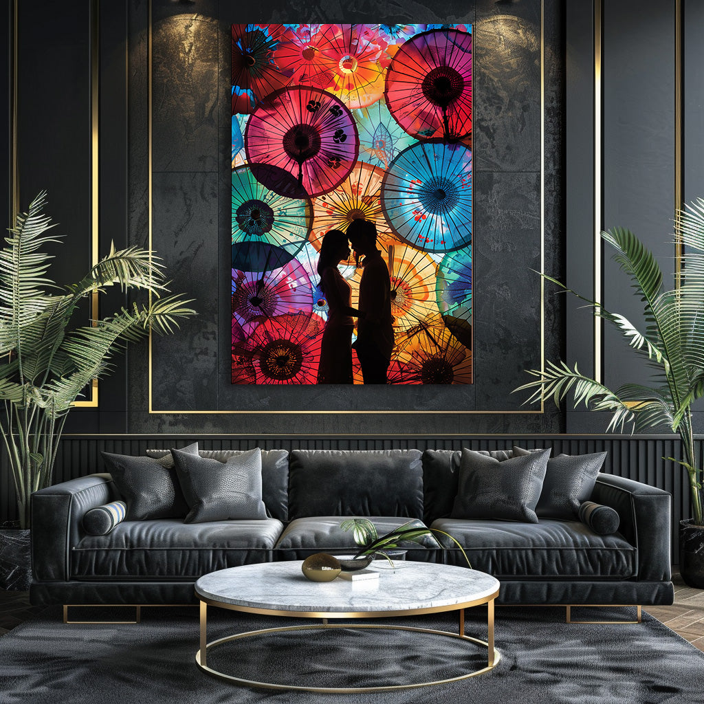 TABLEAU COUPLE PARAPLUIES