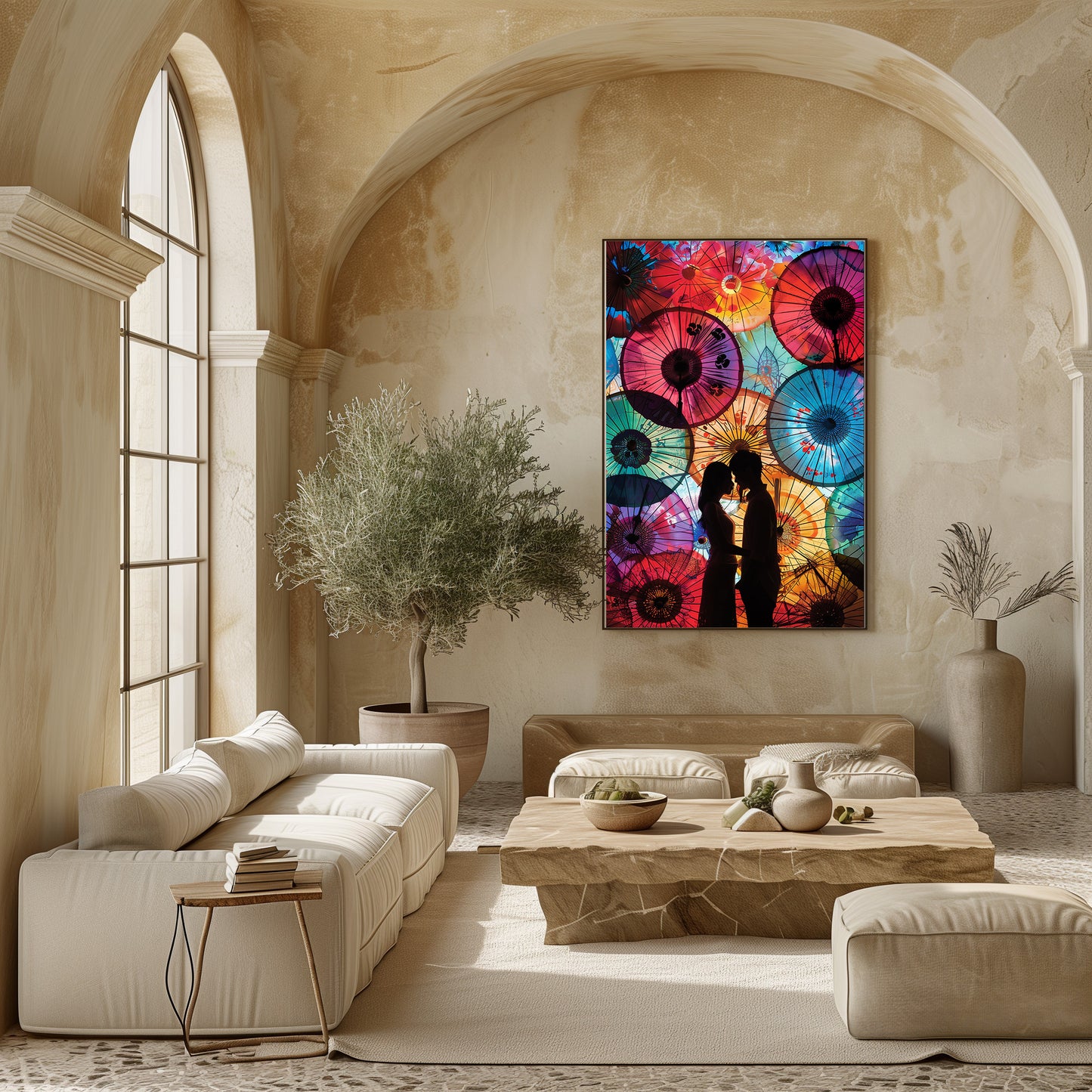 TABLEAU COUPLE PARAPLUIES