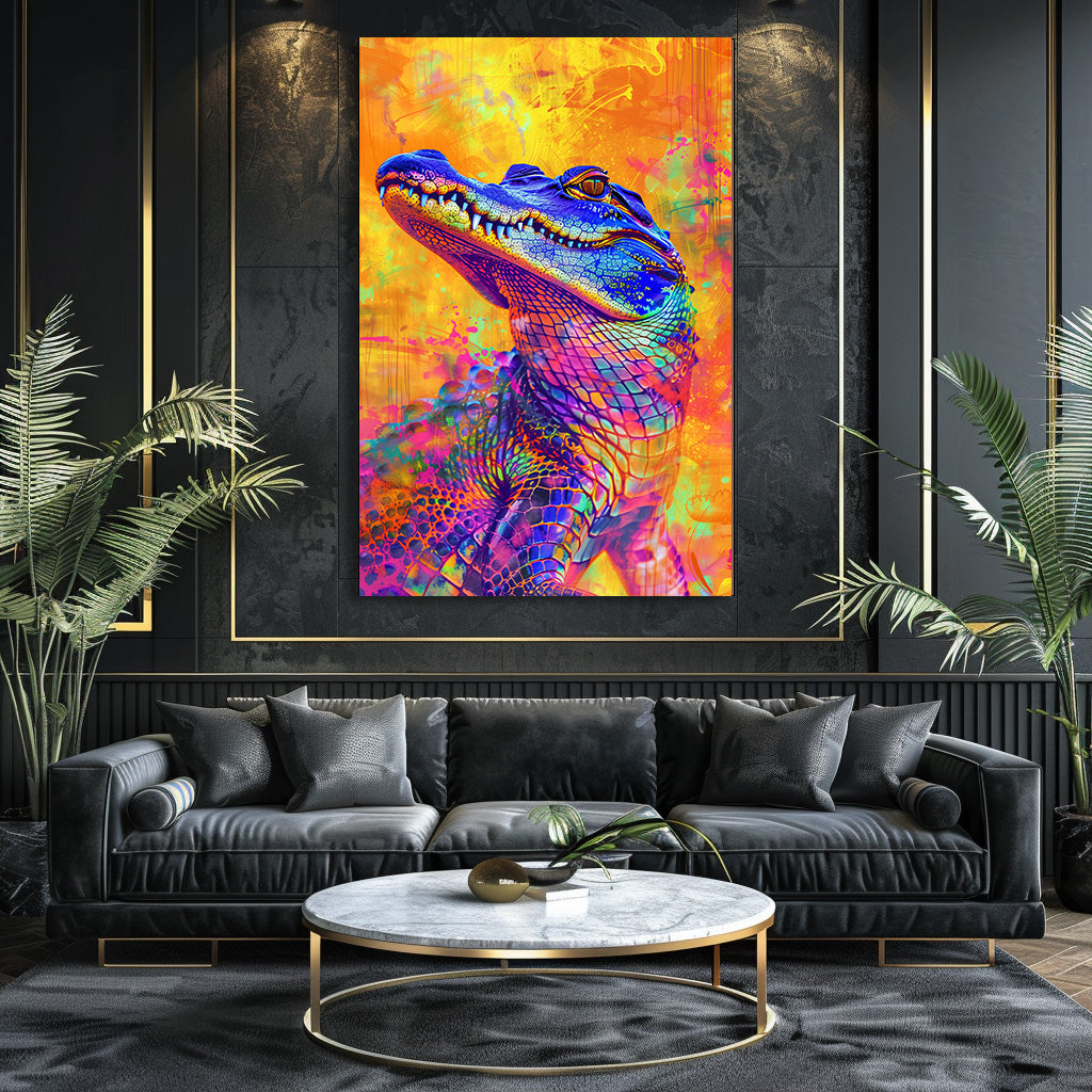 TABLEAU CROCODILE COLORÉ