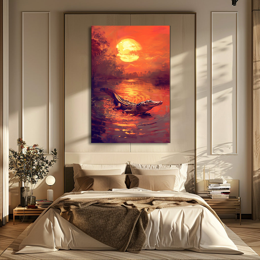 TABLEAU CROCODILE SUNSET