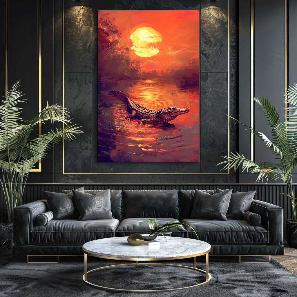 TABLEAU CROCODILE SUNSET