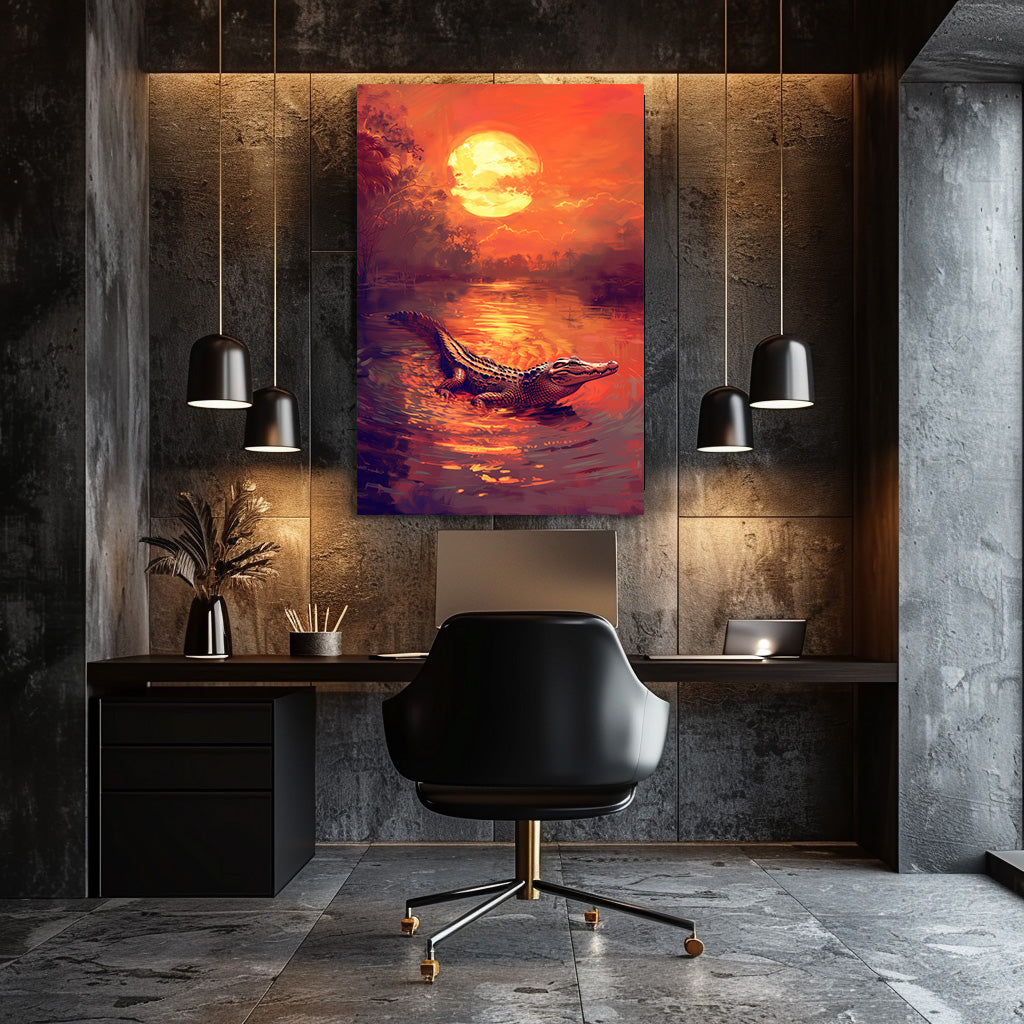 TABLEAU CROCODILE SUNSET