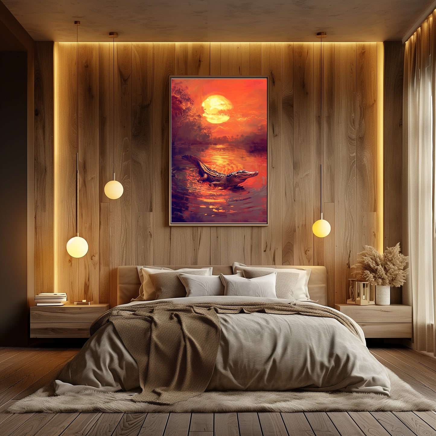 TABLEAU CROCODILE SUNSET