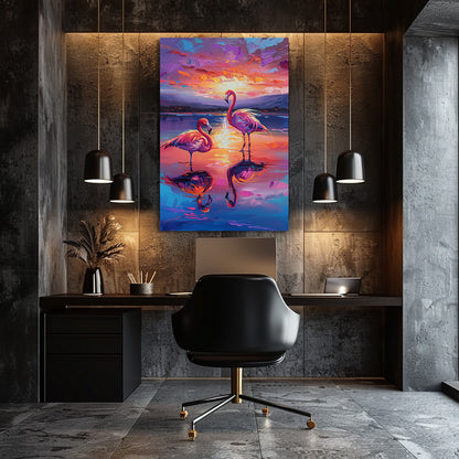 TABLEAU FLAMANTS ROSES