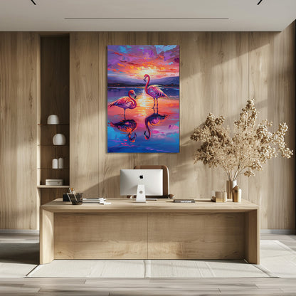 TABLEAU FLAMANTS ROSES