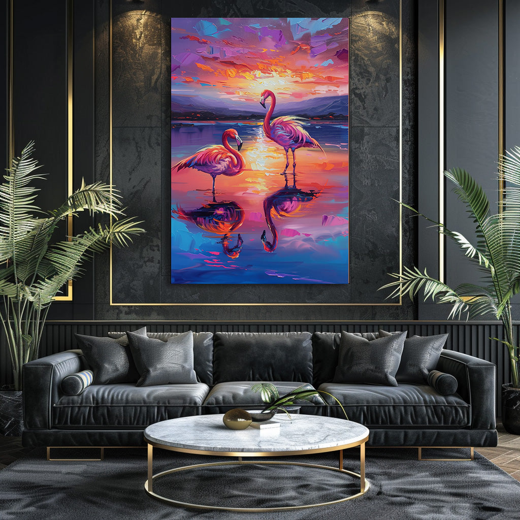 TABLEAU FLAMANTS ROSES