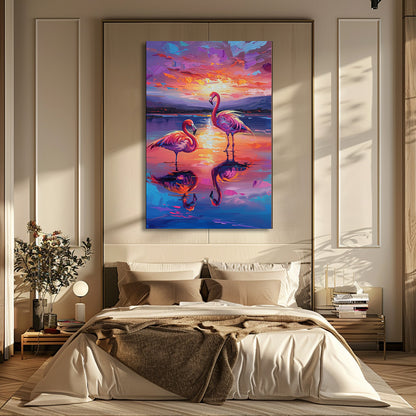 TABLEAU FLAMANTS ROSES