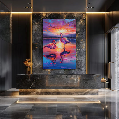 TABLEAU FLAMANTS ROSES