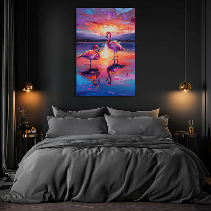 TABLEAU FLAMANTS ROSES
