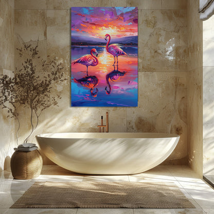 TABLEAU FLAMANTS ROSES