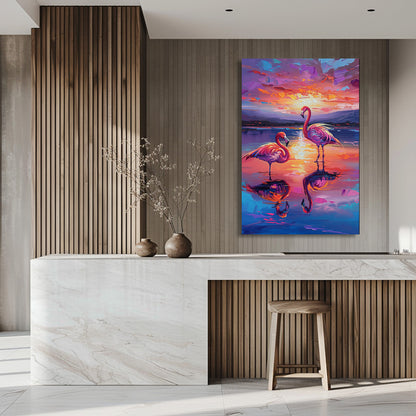 TABLEAU FLAMANTS ROSES