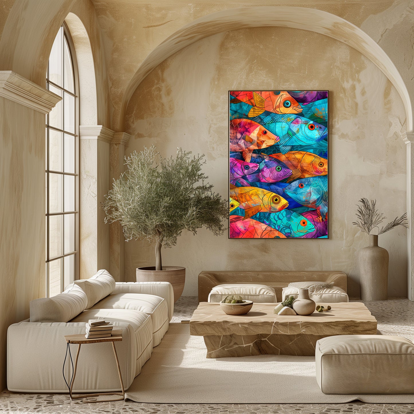 TABLEAU POISSONS COLORÉS