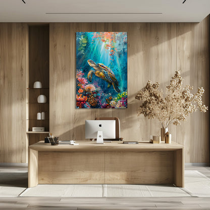 TABLEAU TORTUE CORAIL