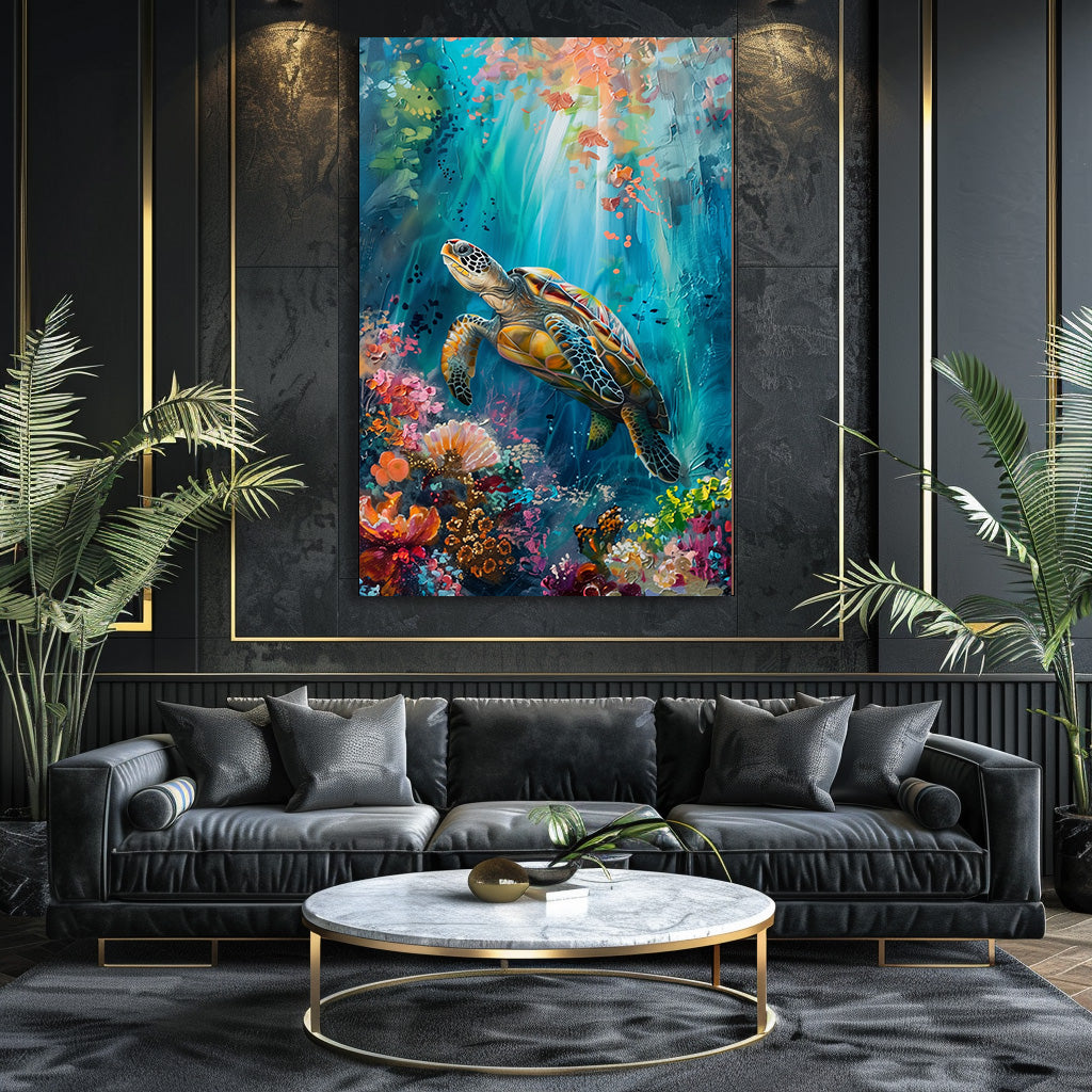 TABLEAU TORTUE CORAIL