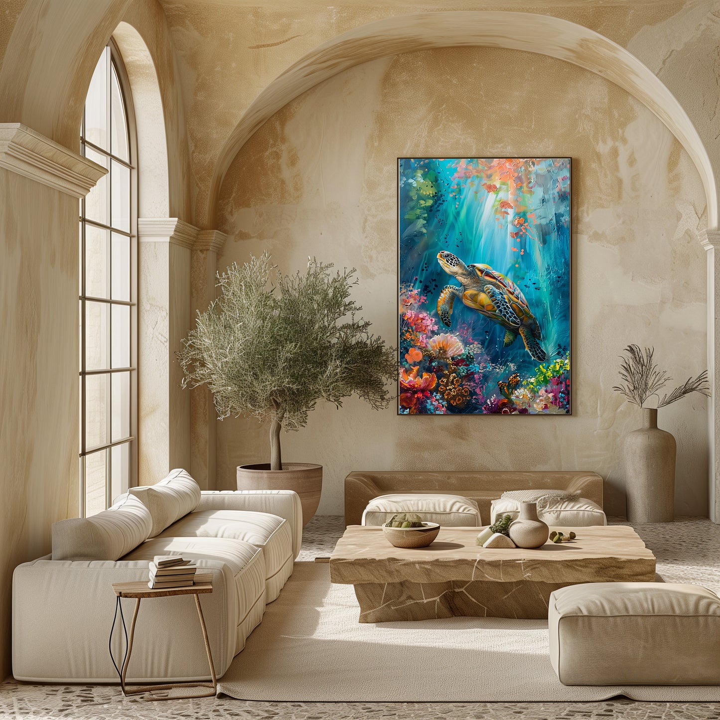 TABLEAU TORTUE CORAIL