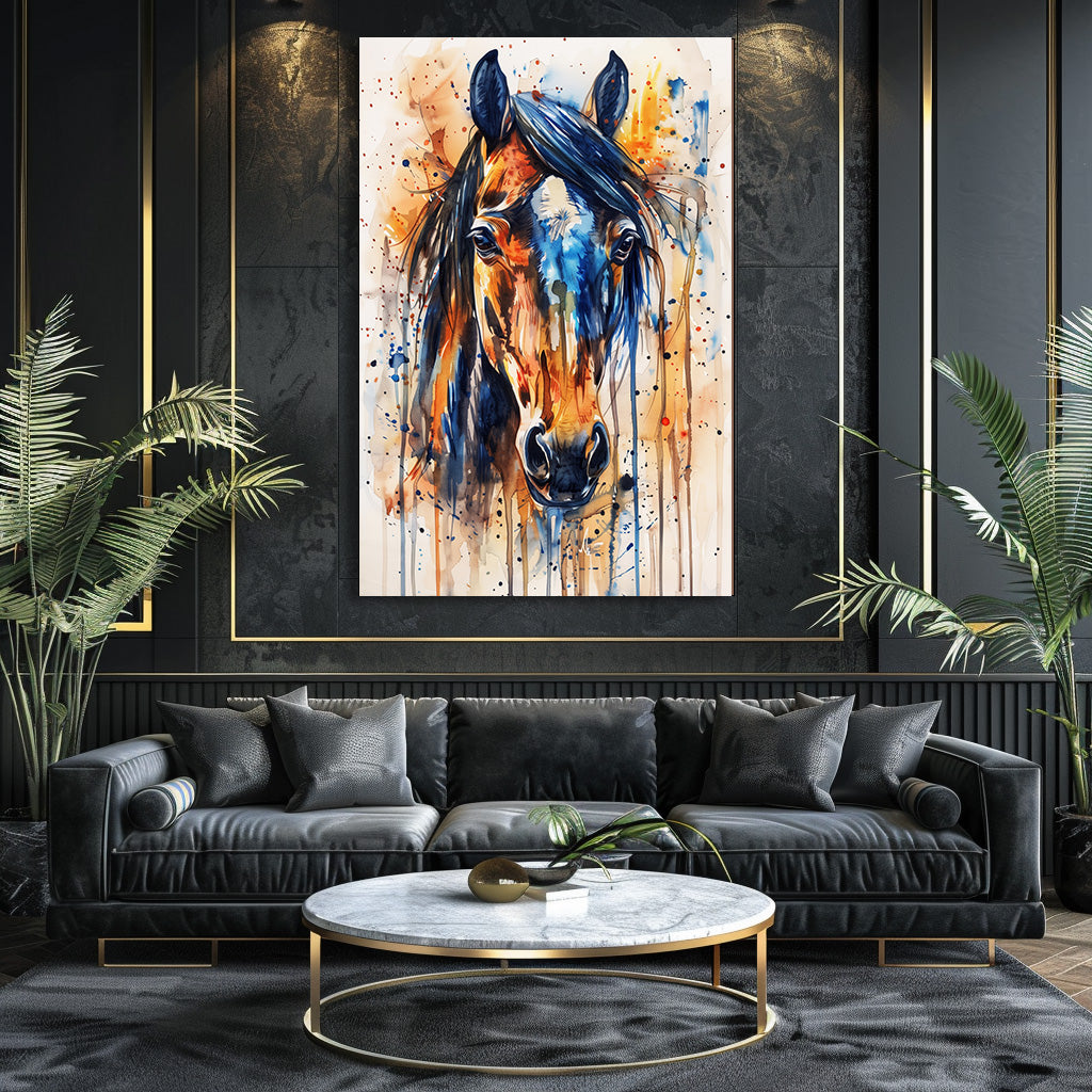 TABLEAU CHEVAL AQUARELLE