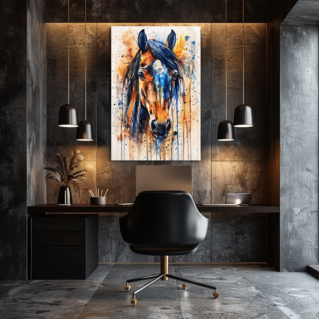 TABLEAU CHEVAL AQUARELLE