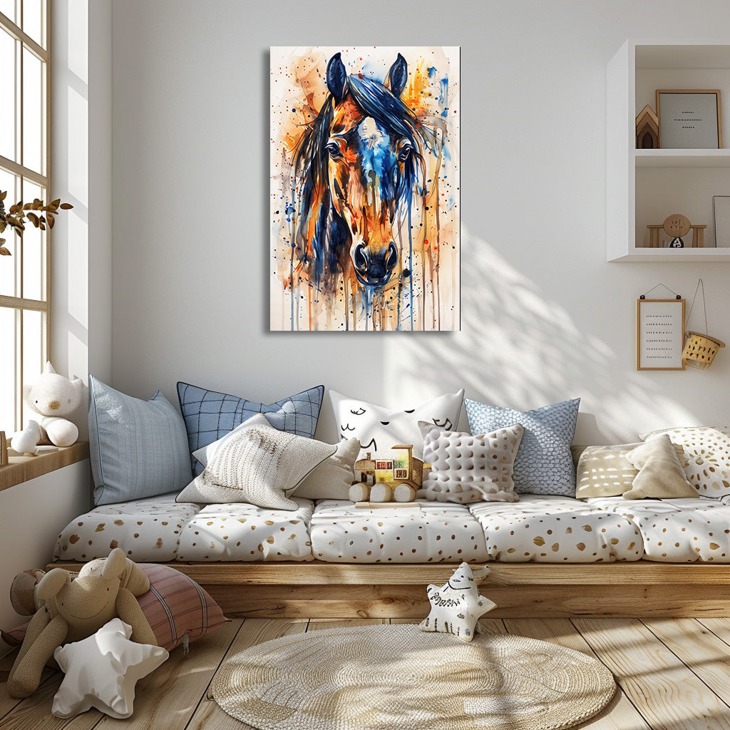 TABLEAU CHEVAL AQUARELLE