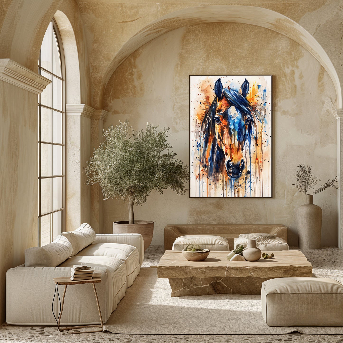 TABLEAU CHEVAL AQUARELLE