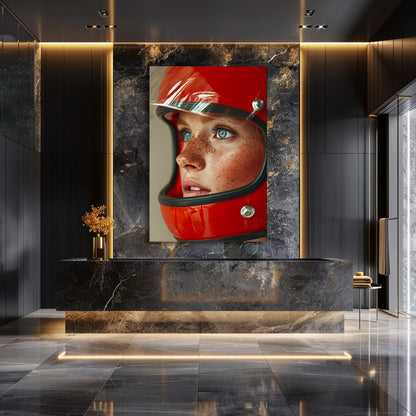 TABLEAU FEMME CASQUE ROUGE