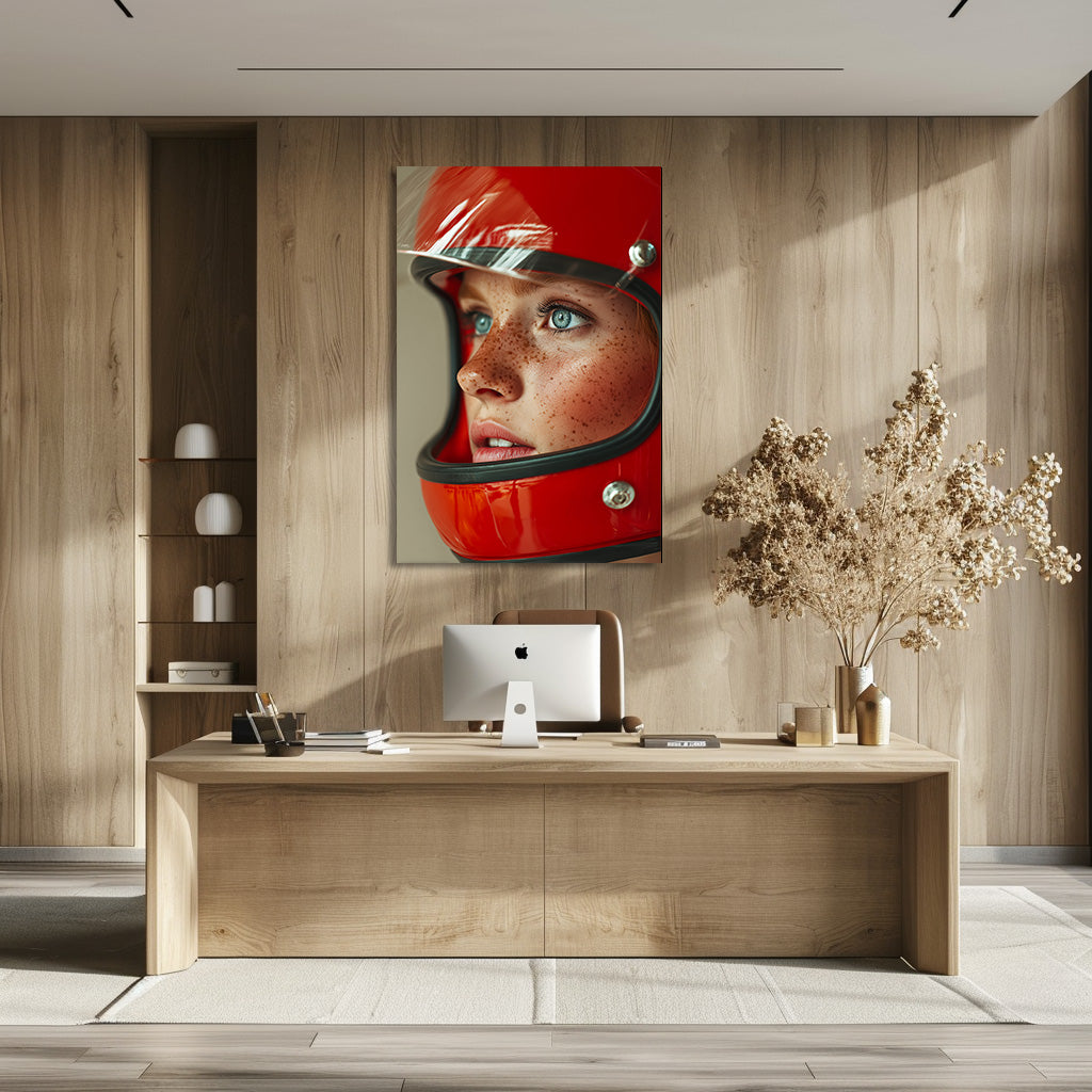 TABLEAU FEMME CASQUE ROUGE