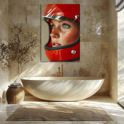 TABLEAU FEMME CASQUE ROUGE