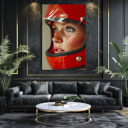 TABLEAU FEMME CASQUE ROUGE