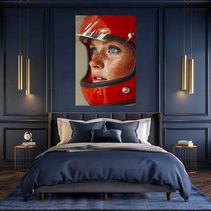 TABLEAU FEMME CASQUE ROUGE