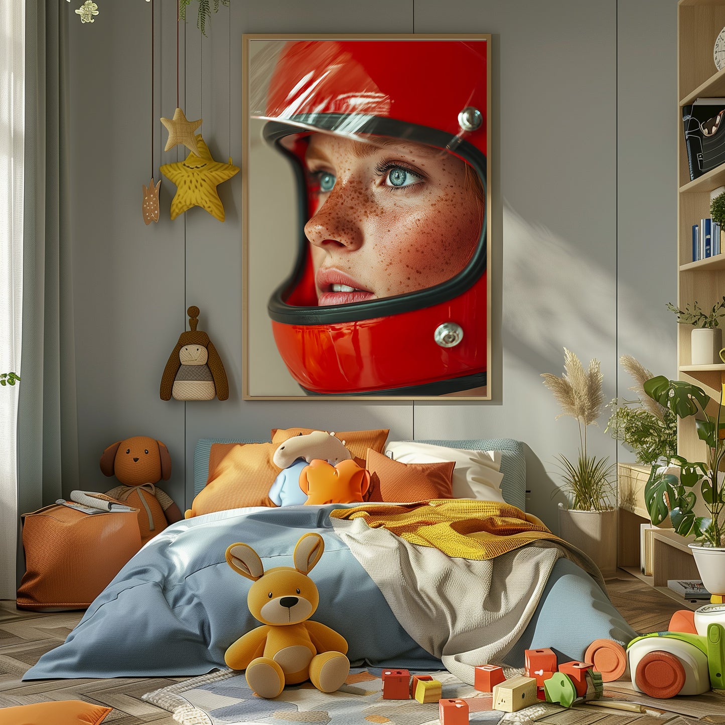 TABLEAU FEMME CASQUE ROUGE